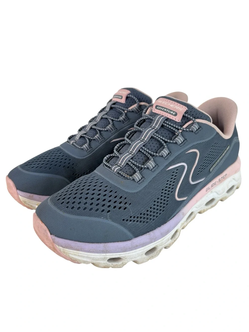 Skechers Womens Shoe Size 9.5 Slip Ins Gray Pink Glide Step Memory Foam Sneakers